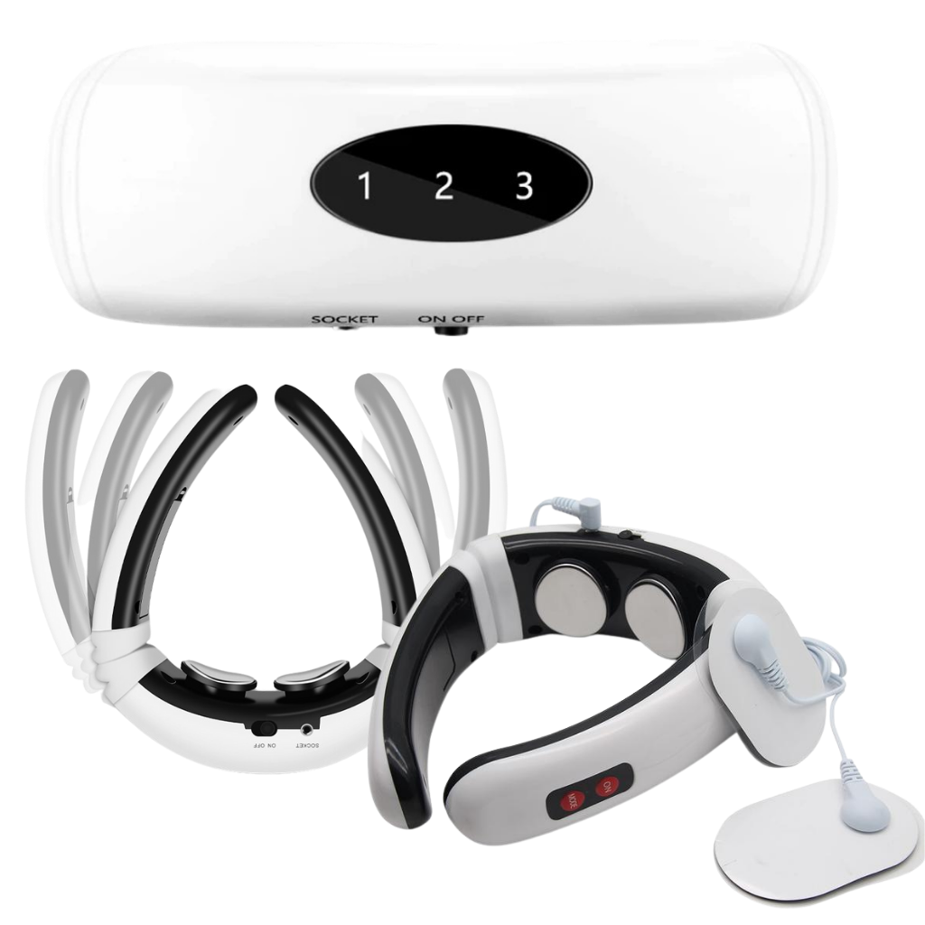 Circular traction neck massager with infrared heating
